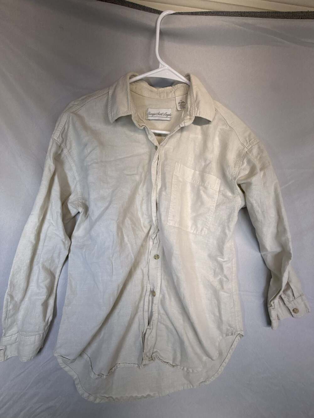 Giorgio Sant' Angelo Button Down Shirt Size S Beige Linen Cotton
